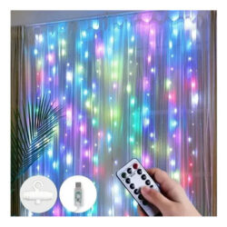 2pcs Cortina Led Decorativa De Luz Clara Com Controle 3x3 M