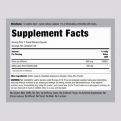 Ácido Alfa Lipóico Piping Rock 600mg | Com Otimizador De Bio
