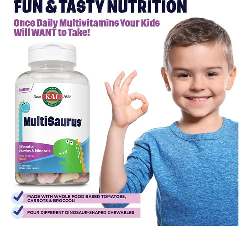 Kal Multisaurus Kids Multivitaminas Mastigáveis, 11 Vitamina - Imagem 3