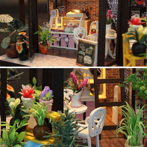 1:24 Diy Kit Casa De Bonecas Em Miniatura Time Travel Coffee - Imagem 4