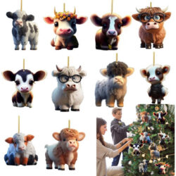 A 10 Peças De Decorações De Natal Com Pingentes De Vaca