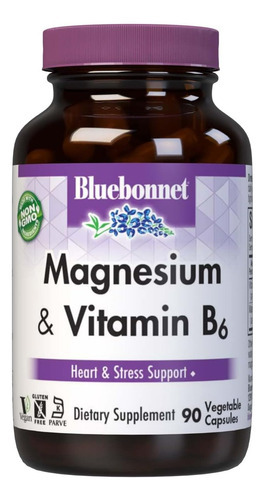 Bluebonnet Magnesium Plus B-6 Cápsulas Vegetarianas, 90 Uni