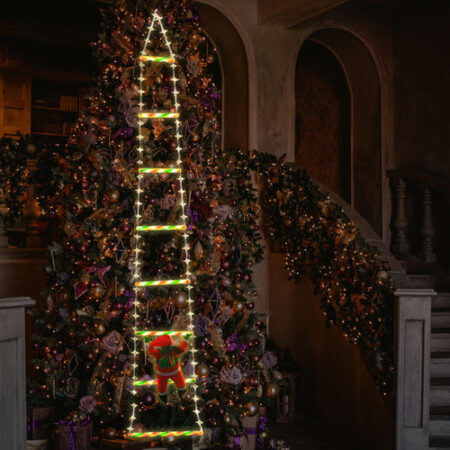 Papai Noel Escalando Na Escada De Corda Decoração - Imagem 4