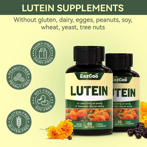 Suplementos Eazgoo Lutein Para Olhos, Luteína 20mg, Suplemen - Imagem 5