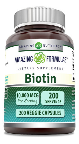 Suplemento Amazing Formulas Biotina 10000mcg 200 Cápsulas