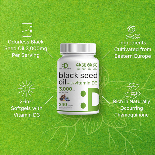 Suplemento Deal Óleo De Semente Negra 3000mg Com Vitamina Di - Imagem 4
