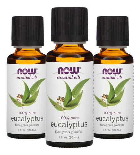 Óleo De Eucalipto 30ml Now Foods Essenciais 100% Puro 3un