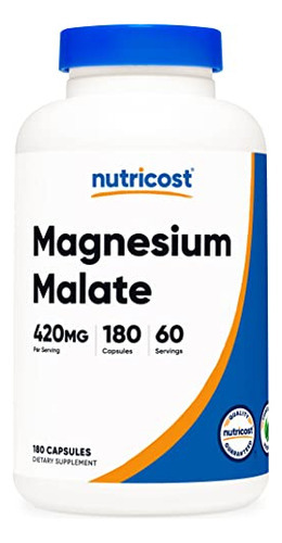 Suplemento Nutricost Malato De Magnésio 420mg 180 Cápsulas