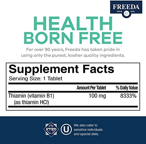 Freeda Vitamina B1 Tiamina 100mg - Suporta Metabolismo Energ - Imagem 3