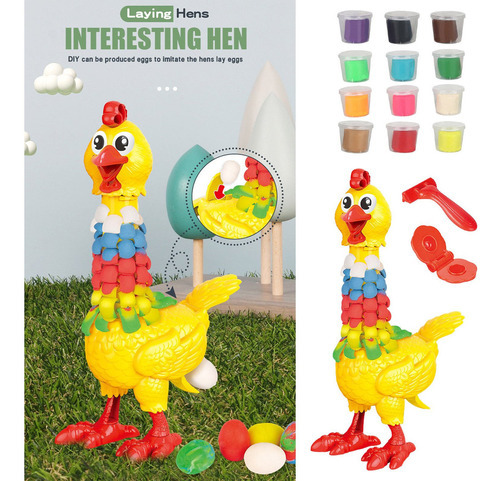 Conjunto De Galinha Com Penas Coloridas D D 108 Colocando Ov - Imagem 2