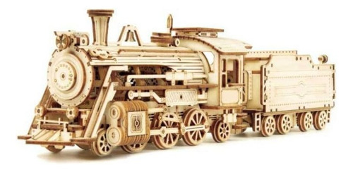 Puzzle De Madeira 3d, Trem A Vapor, Construção Em Madeira