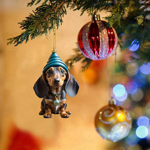 Enfeites Acrílicos De Natal Dachshund, 7 Peças, - Imagem 6