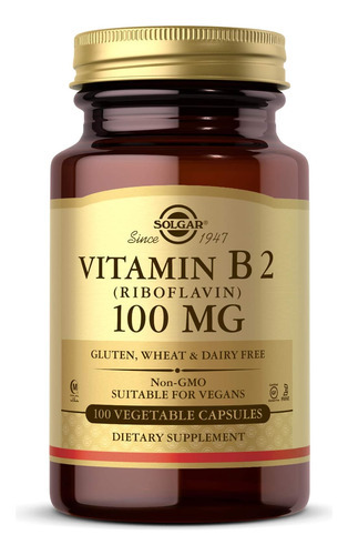 Vitamina B2 Solgar/ 100 Mg/100 Cápsulas