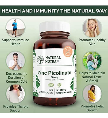 Natural Nutra Zinc Picolinate 30 Mg, Dupla Força, Cru E Puro - Imagem 3