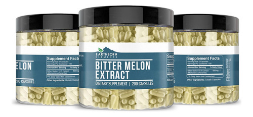 Earthborn Elements Bitter Melon 200 Cápsulas, Puro E Não Dil - Imagem 3