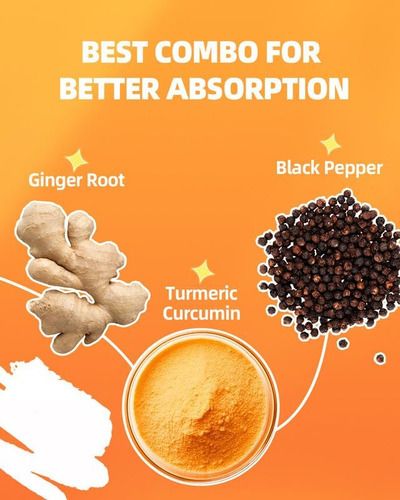 Gomas De Curcumina De Cúrcuma Orgmo Com Pimenta Preta, Pacot - Imagem 3