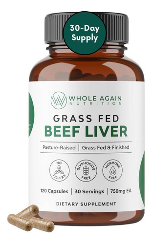 Cápsulas De Fígado Bovino Alimentado Com Capim - 100% Criado