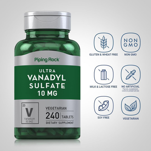 Sulfato De Vanadil De Rocha De Tubulação | 10mg | 240 Compri - Imagem 3