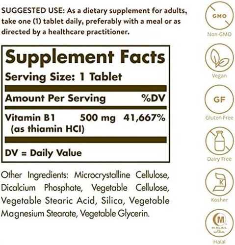 Vitamina B-12 Marca Solgar, 500 Mcg, 100 Comprimidos - Imagem 2