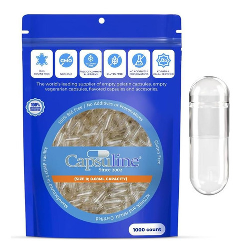 Capsulina Tamanho 0 Cápsulas De Gelatina Vazias, Transparent