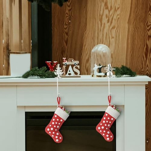 Suporte Meias Natal Metal Xmas Tree Snowflake, 4 Peças - Imagem 3