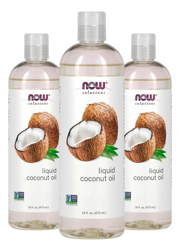 Óleo De Coco Líquido Now Foods Coconut 473ml Importado 3un