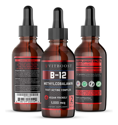 Suplemento Vitboost Vegan Liquid B-12 5000mcg X 60ml De Fram - Imagem 2
