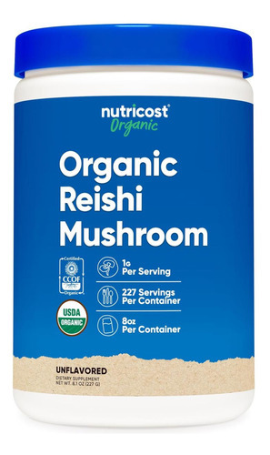 Cogumelo Reishi Orgânico Nutricost Em Pó 0,5lb (8 Onças) - C