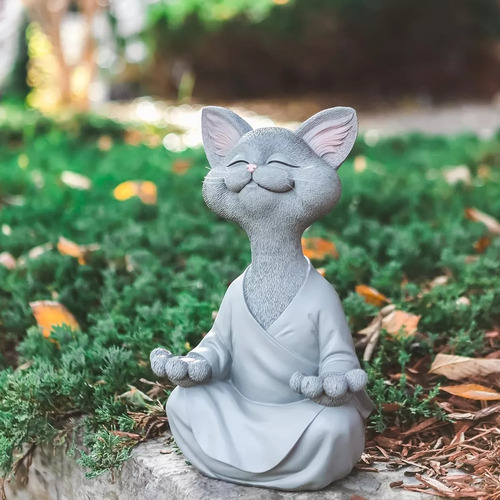 Estátua De Gato Meditando Para Ioga, Estatueta De Gato Zen, - Imagem 14