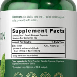 Cápsulas De Melão Amargo Carlyle 1200 Mg | Contagem 180 | Ex