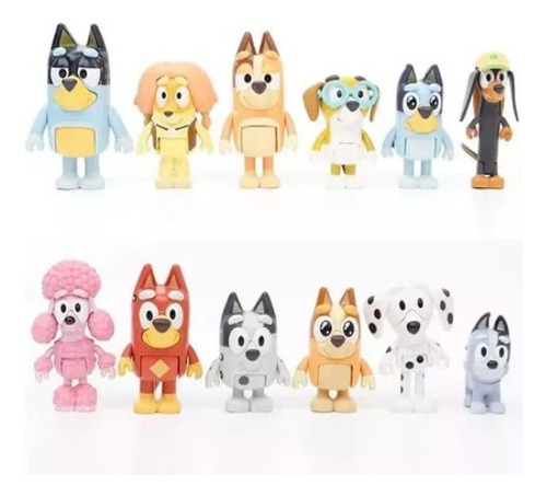 // S 12 Peças De Presente De Brinquedo Modelo Bluey Para