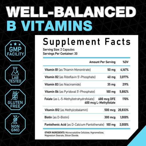 Complexo Rep N Roll Super B, 8 Vitaminas B Bioativas, Com Me - Imagem 2