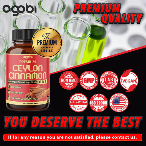 Suplemento Agobi Ceylon Canela Com Berberina 5400 Mg 180 Cáp - Imagem 7