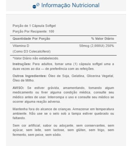 Puritans Pride Vitamina Diu-100 Softgels - Imagem 3