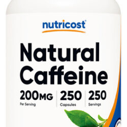 Suplemento Nutricost Cafeína Natural 200 Mg 250 Cápsulas