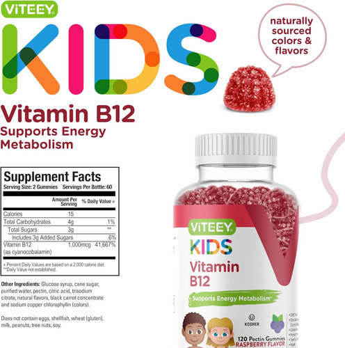 Vitamina B12 Para Gomas Infantis, 1000mcg - Metabolismo, Sup - Imagem 4