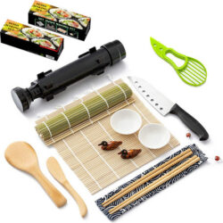 Kit 14 Esteiras Preparo De Comida Japonesa Sushi Bambu
