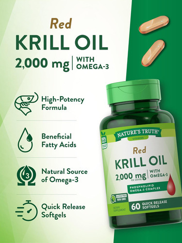 Natures Truth Óleo De Krill 2000mg Cápsulas Softgel | 60 Con - Imagem 4