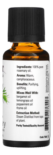 Óleo De Alecrim 30ml Now Foods 100% Puro Importado 4un - Imagem 3