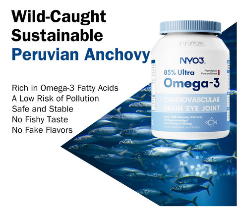 Nyo3 Omega 3 Suplemento De Óleo De Peixe 1000mg, 85% Reester - Imagem 6