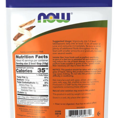 Cascas De Psyllium Now Foods Fonte De Fibras 454g - Imagem 2