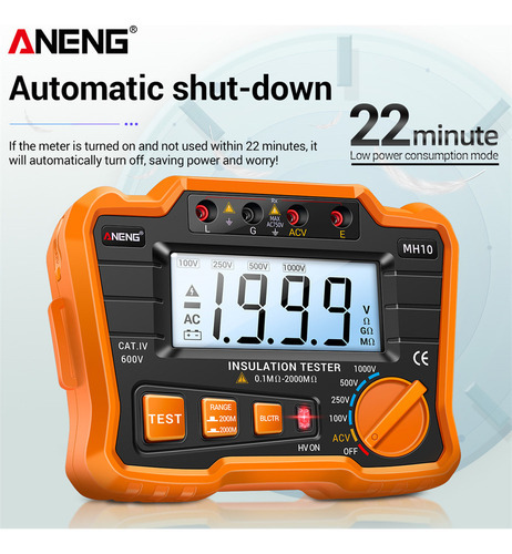 Testador De Resistência De Isolamento Digital Aneng Mh10 0.1 - Imagem 7