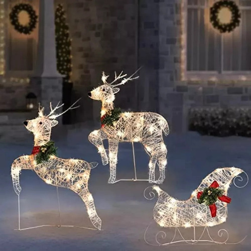Hhh 3 Luzes De Jardim De Boneco De Neve De Natal K - Imagem 4
