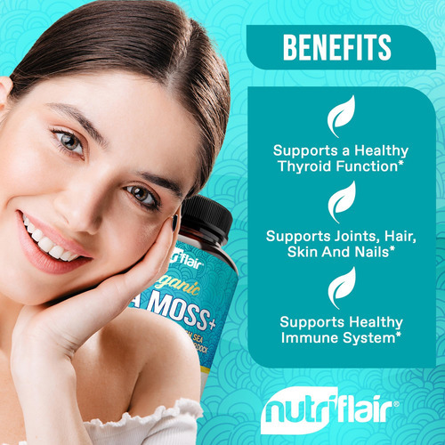 Nutriflair Organic Irish Sea Moss 1600mg, 120 Cápsulas Plus - Imagem 5