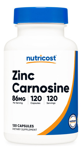 Suplemento Nutricost Zinc Carnosine 86mg 120 Cápsulas