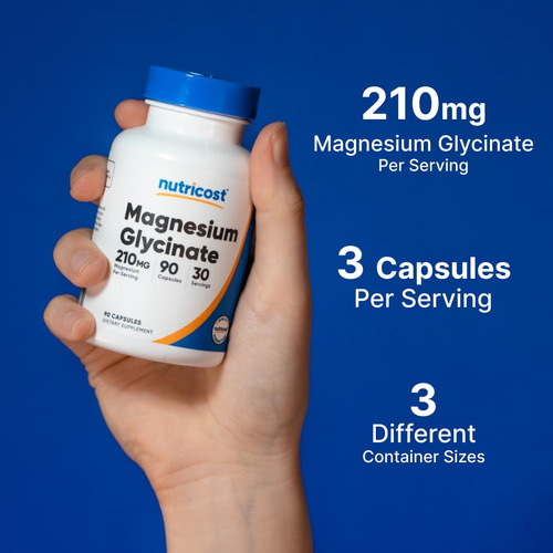 Suplemento De Glicinato De Magnésio Nutricost 180 Cápsulas - Imagem 9