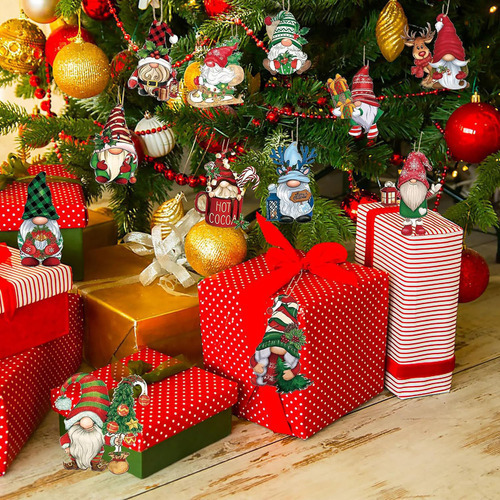 Hhh 36 Peças De Enfeites De Madeira Anã De Natal, Decoração - Imagem 2