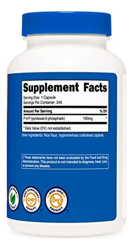 Suplemento De Vitamina B6 Nutricost P5p 100 Mg, 240 Cápsula - Imagem 3