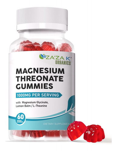 Zaza K Organics Gomas De Treonato De Magnésio, 500 Mg De Tre