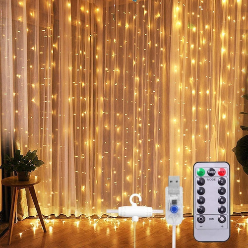 Cortina De 3x3m, Luzes Led, Decoração De Natal